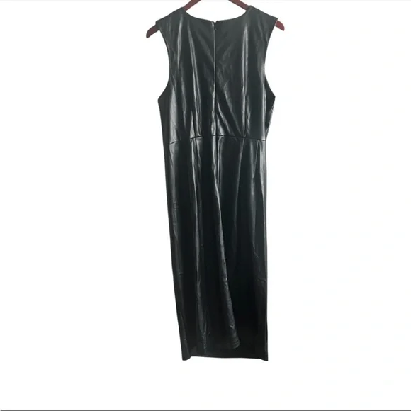 Eloquii Draped Faux Leather Dress, New with Tags, Black